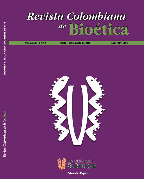 					Ver Vol. 11 Núm. 2 (2016): Revista Colombiana de Bioética 11(2); julio-diciembre 2016
				